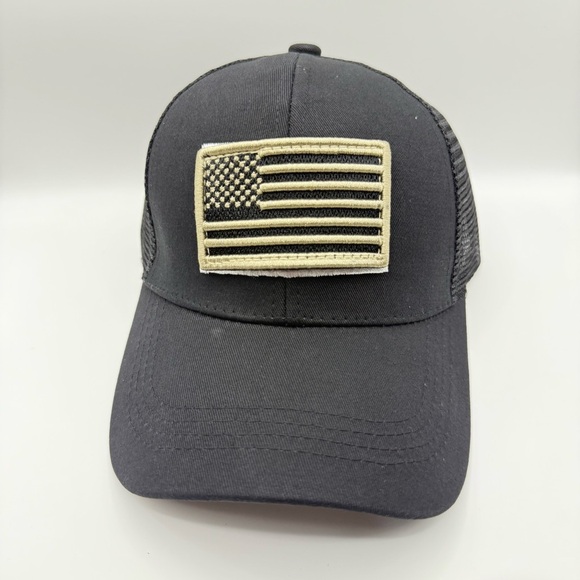 US Flag Camo Baseball Cap with Detachable Flag - Unisex Outdoor Hat - Picture 1 of 7